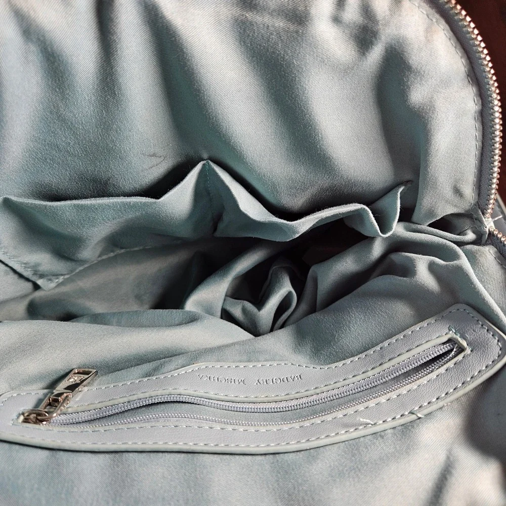 Badgley Mischka Blue Quilted Dome Satchel‎ Crossbody Studded Handbag Vegan